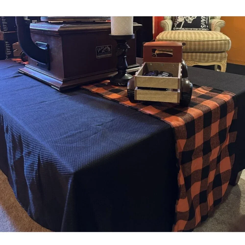 Fall Table Runner Plaid Decorative Halloween Decor Thanksgiving Decoration 70